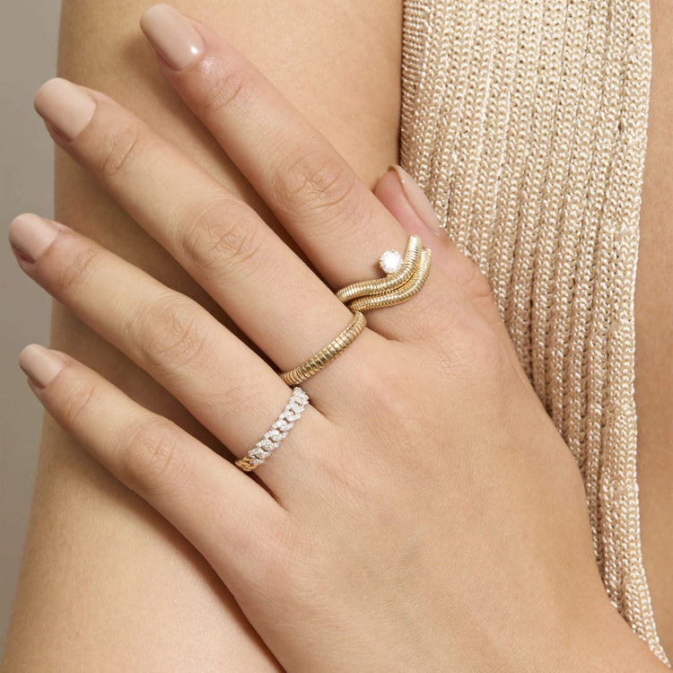 Image of 14K Yellow Gold The Tina Diamond Ring Set with Stone and Strand Rings