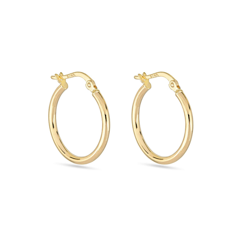 Stone and Strand 14K Yellow Gold Thin Gold Hoops 15mm Side Image