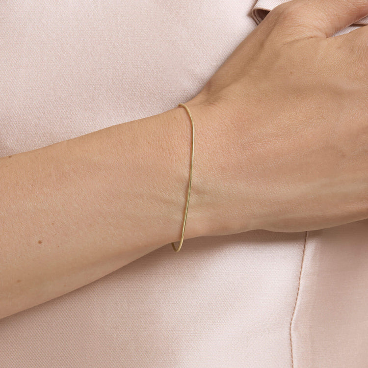 Image of 10K Yellow Gold Thin Snake Bracelet on Models Arm