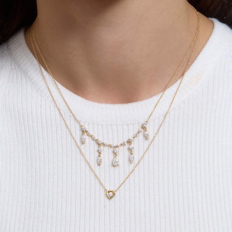 Image of 10K Yellow Gold Tie The Knot Diamond Necklace with Stone and Strand Necklaces