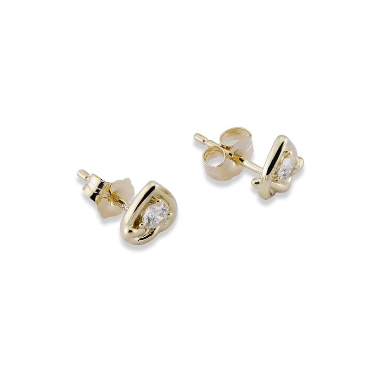 Stone and Strand 10K Yellow Gold Tie The Knot Diamond Studs Side Image