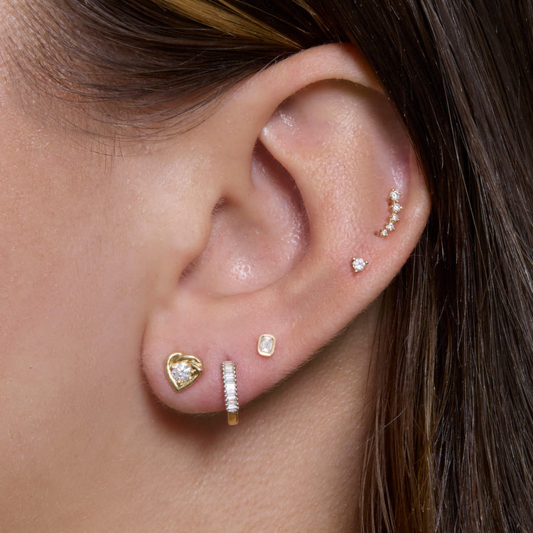 Image of 10K Yellow Gold Tie The Knot Diamond Studs with Stone and Strand Earrings