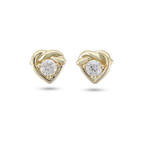 Stone and Strand 10K Yellow Gold Tie The Knot Diamond Studs Front Image