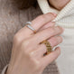 Image of 14K Yellow Gold Timepiece Ring with Stone and Strand Rings