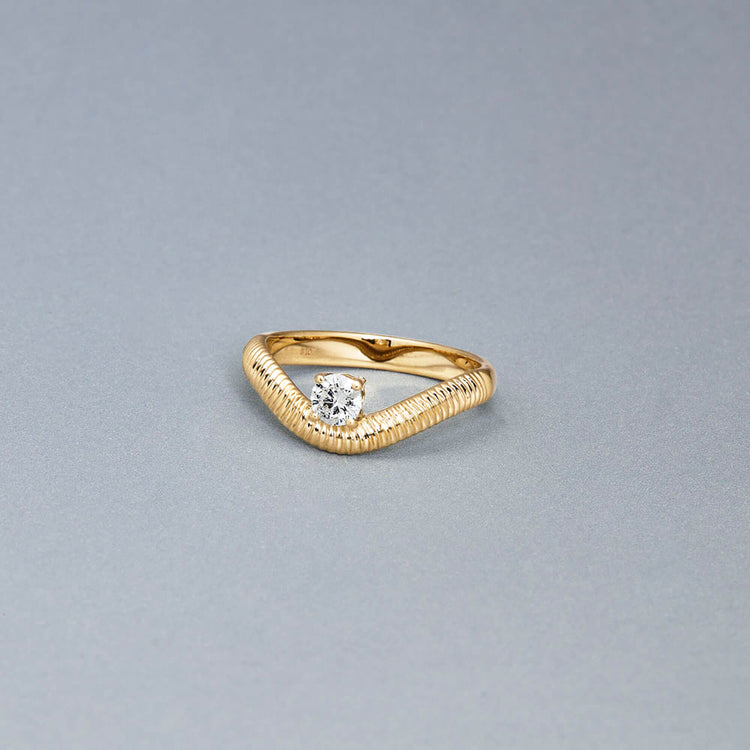 Stone and Strand 14K Yellow Gold Tina Solitaire Ring Editorial Image