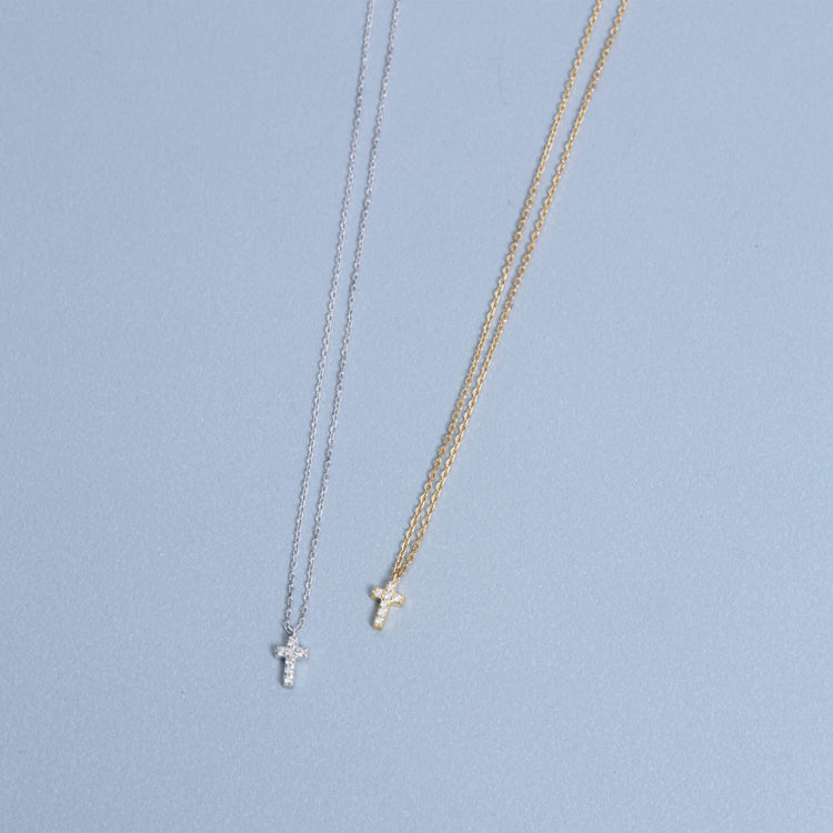 Tiny Diamond Cross Necklace