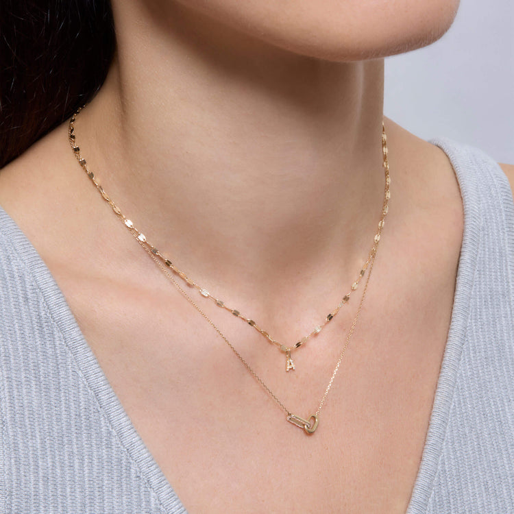Image of 10K Yellow Gold Tiny Diamond Initial Sparkle Choker with Stone and Strand Necklaces