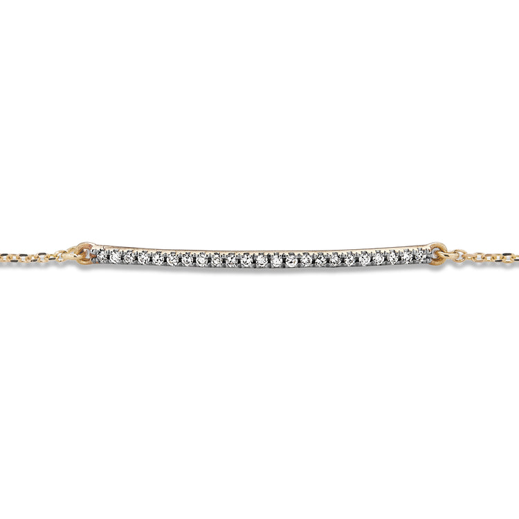 Stone and Strand 14K Yellow Gold Teeny Pave Diamond Bar Bracelet Close Up Image