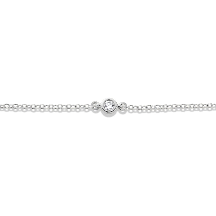Stone and Strand 10K White Gold Tiny Round Diamond Bracelet Close Up Image