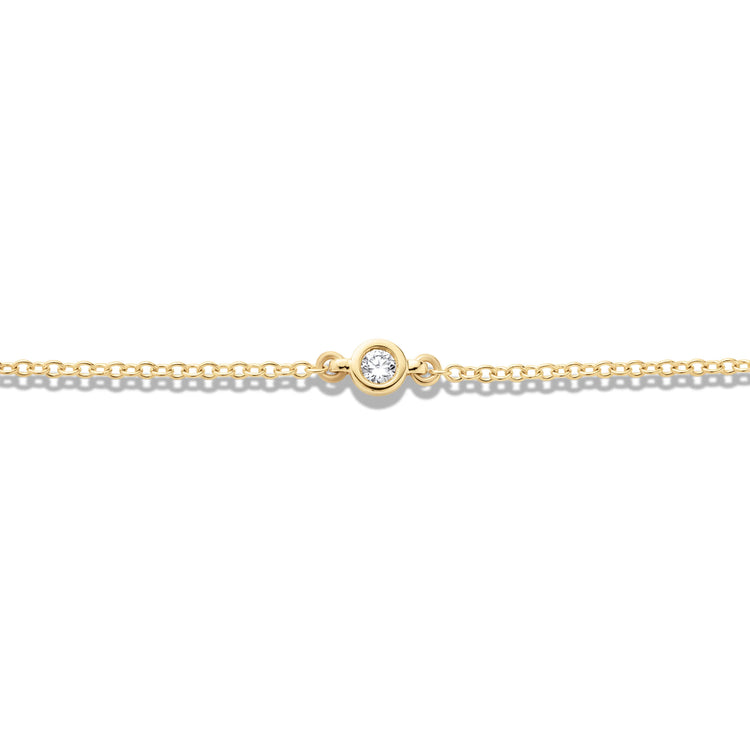 Stone and Strand 10K Yellow Gold Tiny Round Diamond Bracelet Close Up Image