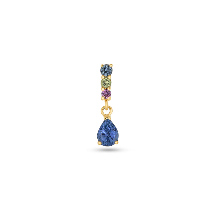 Stone and Strand 10K Yellow Gold Tiny Unicorn Gradient Gemstone Drop Earrings Front Single Image
