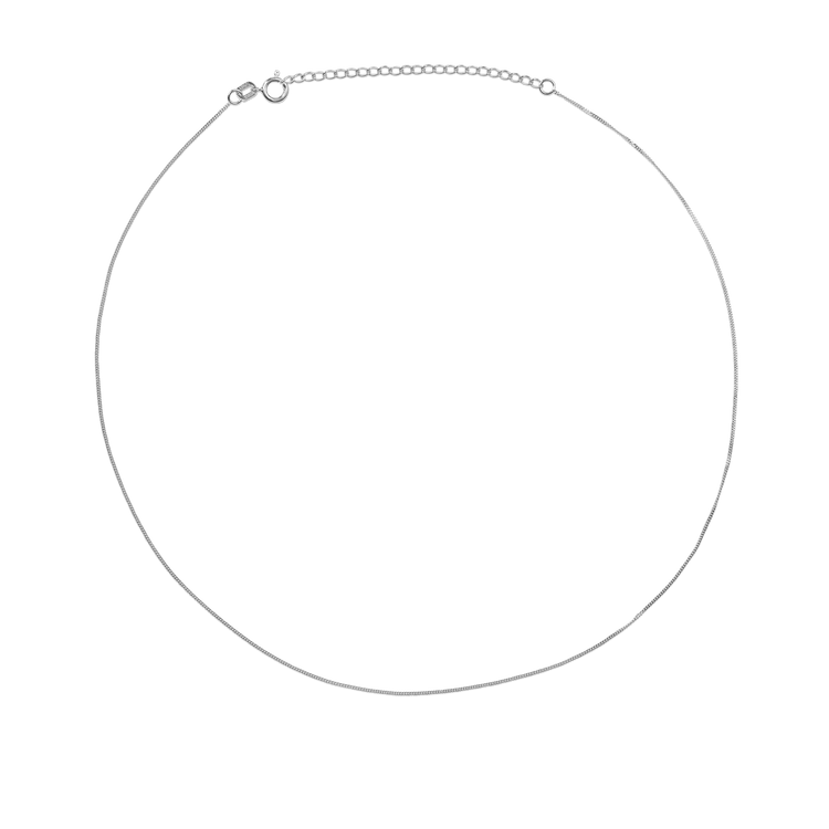 White Gold Teeny Curb Chain Choker Necklace