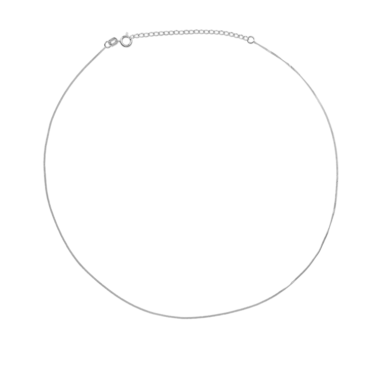 White Gold Tiny Curb Chain Choker Necklace