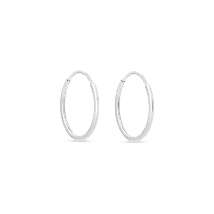 White Gold Tiny Round Endless Hoop Earrings