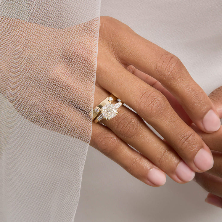 Image of 14K Yellow Gold Together Forever Diamond Trio Band with Stone and Strand Rings