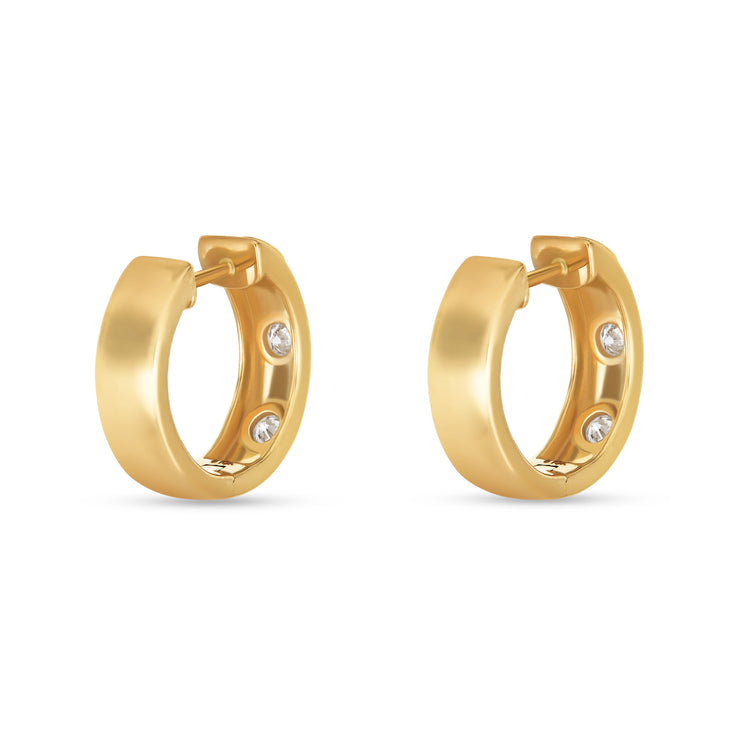 Stone and Strand 14K Yellow Gold Together Forever Diamond Trio Huggies Rear Image