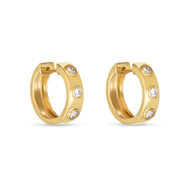 Stone and Strand 14K Yellow Gold Together Forever Diamond Trio Huggies Side Image