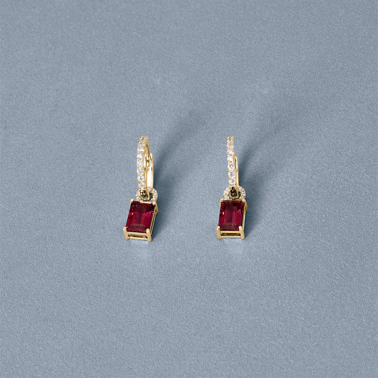 Stone and Strand 14K Yellow Gold Tourmaline Diamond Huggies Editorial Image