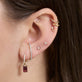 Image of 14K Yellow Gold Tourmaline Diamond Huggies with Stone and Strand Earrings