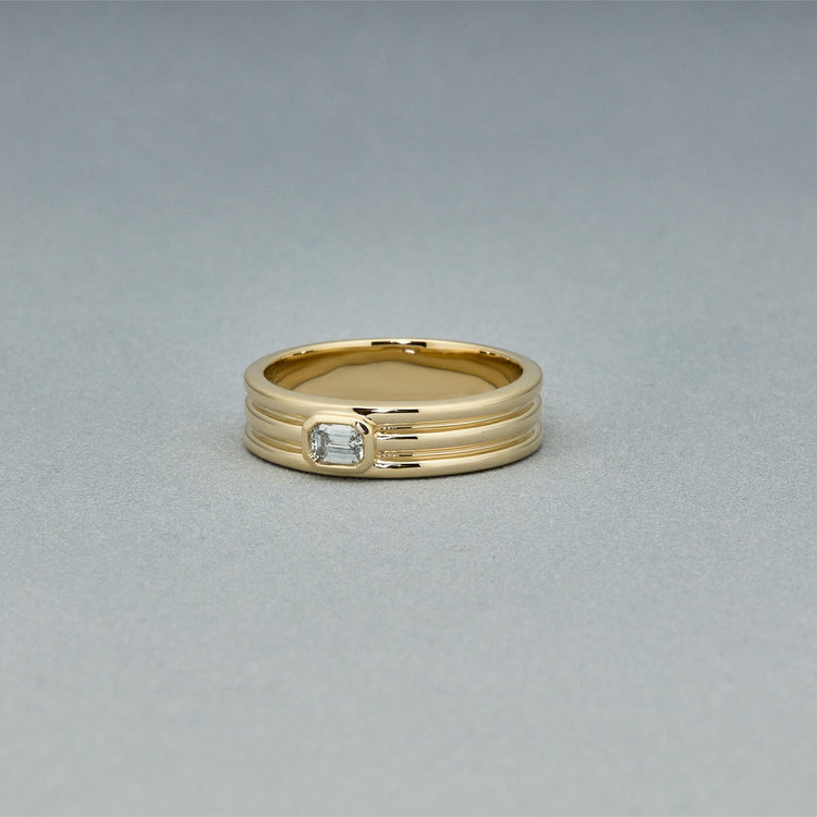 Stone and Strand 14K Yellow Gold Trio Ridge Diamond Ring Editorial Image