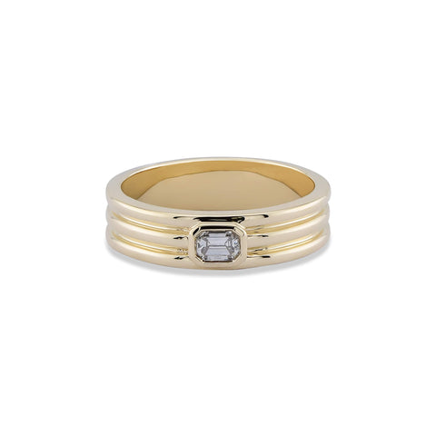 Stone and Strand 14K Yellow Gold Trio Ridge Diamond Ring Front Image