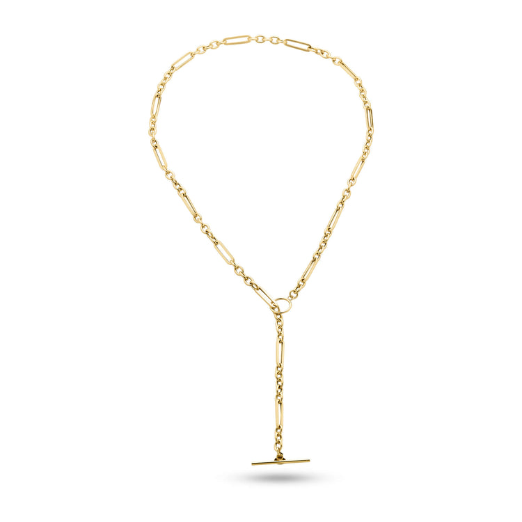 Stone and Strand 10K Yellow Gold Trombone Link Toggle Lariat Necklace Front Image
