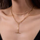 Image of 10K Yellow Gold Trombone Link Toggle Lariat Necklace with Stone and Strand Necklaces