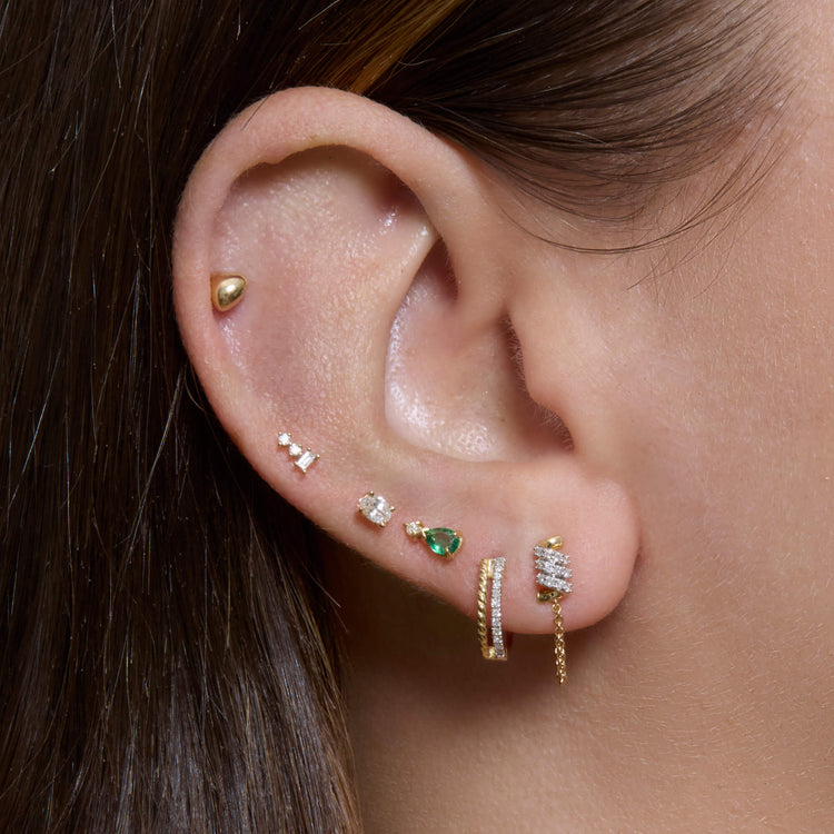 Image of 10K Yellow Gold Twinkling Twine Front To Back Earrings with Stone and Strand Earrings