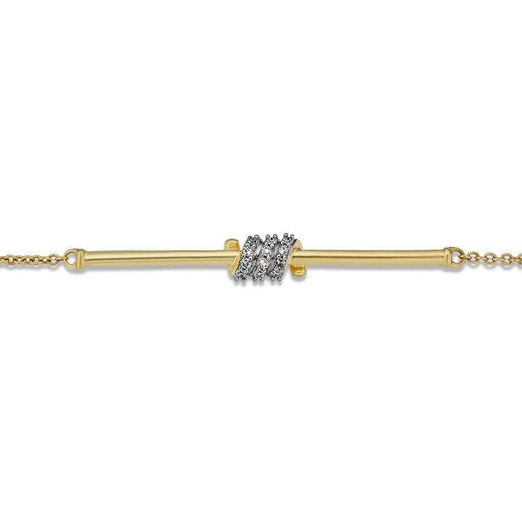 Stone and Strand 10K Yellow Gold Twinkling Twine Pav√© Bracelet Close Up Image