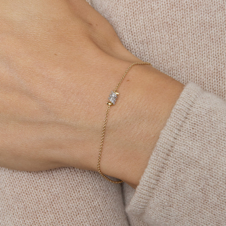 Image of 10K Yellow Gold Twinkling Twine Pave Chained Bracelet on Models Arm