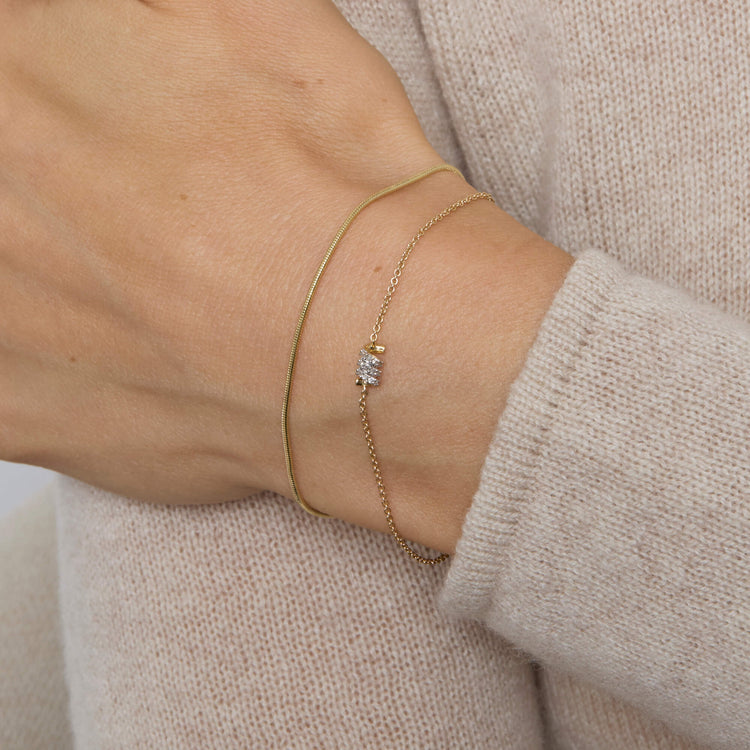 Image of 10K Yellow Gold Twinkling Twine Pave Chained Bracelet with Stone and Strand Bracelets