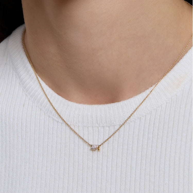 Image of 10K Yellow Gold Twinkling Twine Pave Chained Choker on Models Neck