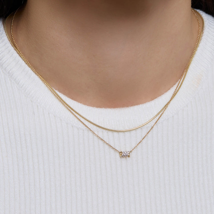 Image of 10K Yellow Gold Twinkling Twine Pave Chained Choker with Stone and Strand Necklaces
