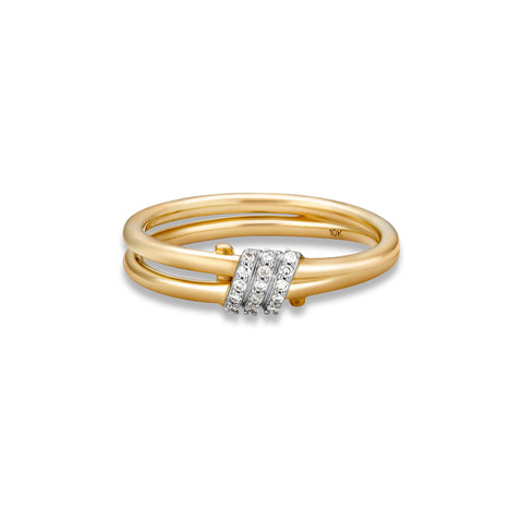 Stone and Strand 10K Yellow Gold Twinkling Twine Pav√© Duo Ring Front Image