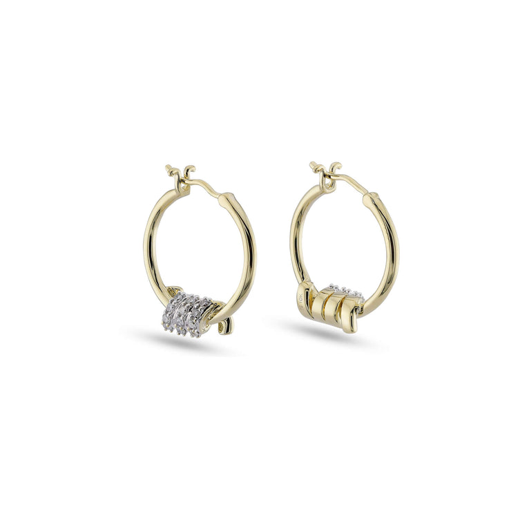 Stone and Strand 10K Yellow Gold Twinkling Twine Pave Hoops Side Image