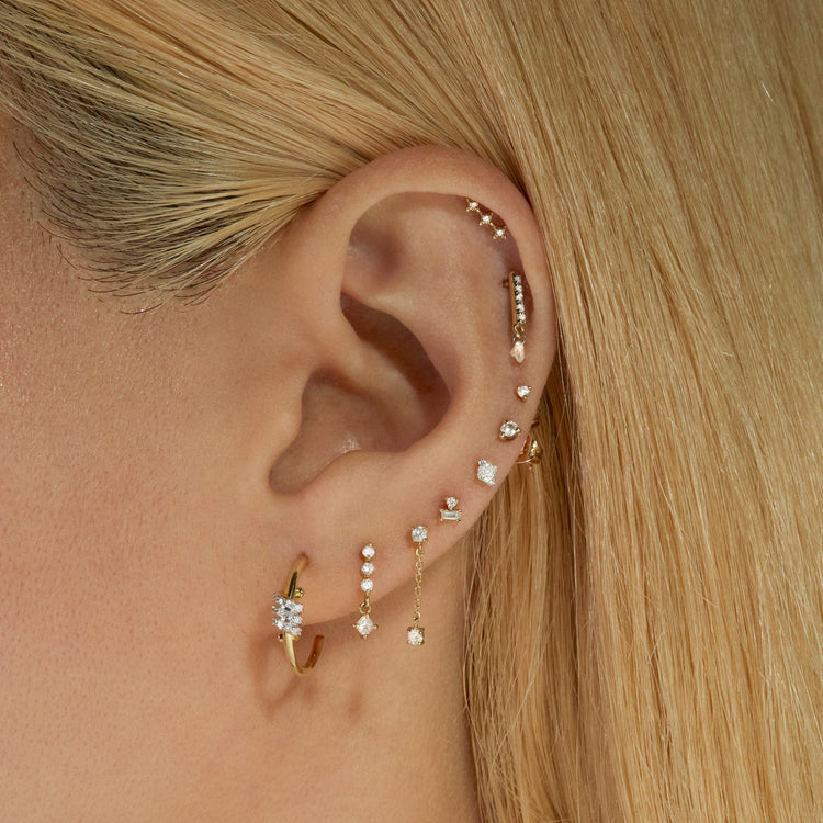 Image of 10K Yellow Gold Twinkling Twine Pav√© Hoops with Stone and Strand Earrings