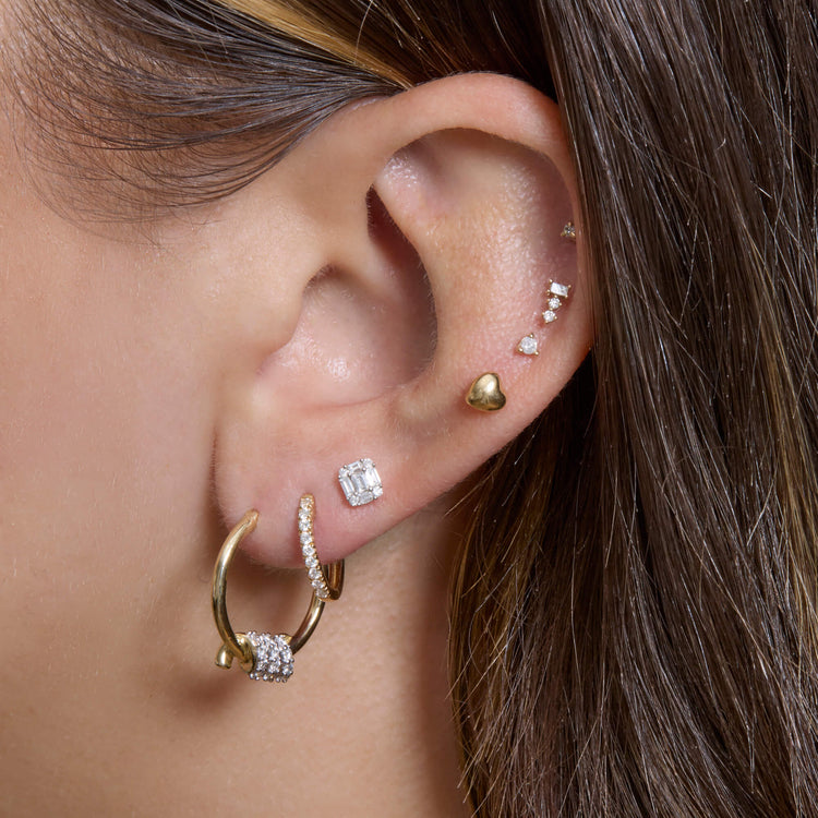 Image of 10K Yellow Gold Twinkling Twine Pave Hoops with Stone and Strand Earrings