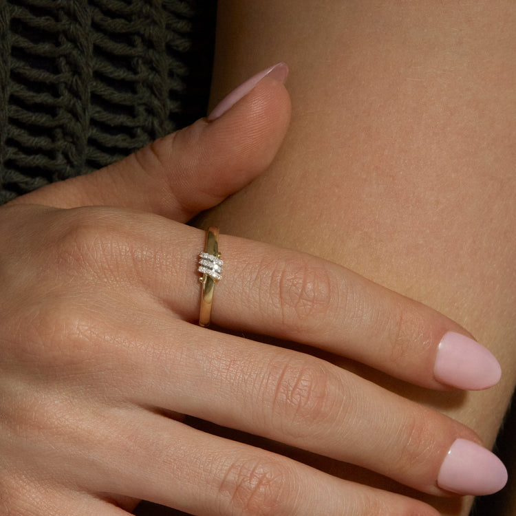 Image of 10K Yellow Gold Twinkling Twine Pav√© Ring on Models Ring