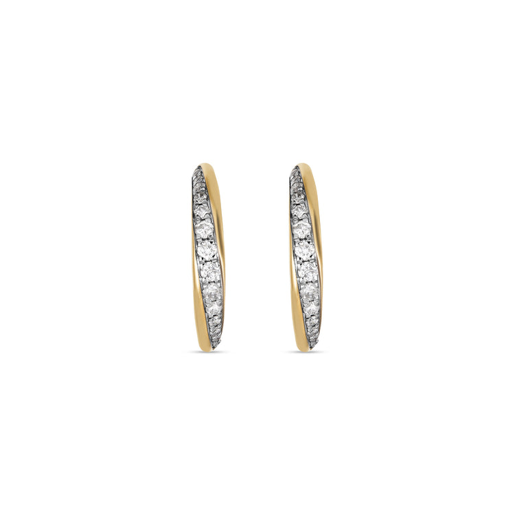 Stone and Strand 10K Yellow Gold Twist Pave and Gold Hoops Front Image