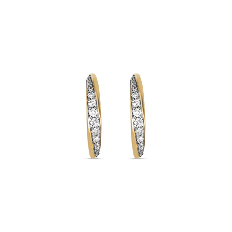 Twist Pave and Gold Hoops