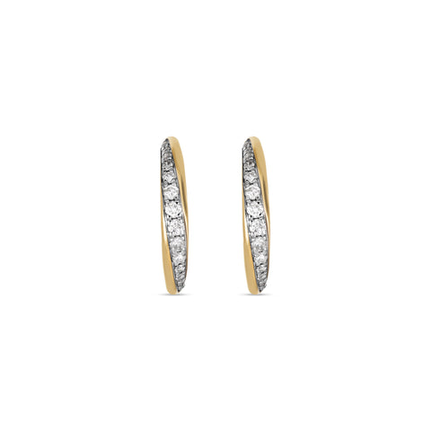 Stone and Strand 10K Yellow Gold Twist Pave and Gold Hoops Front Image