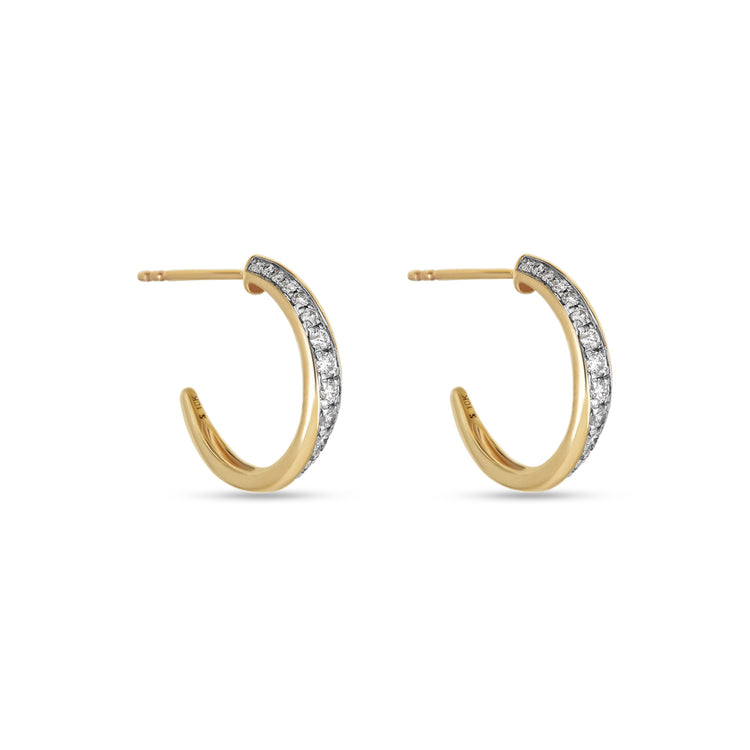 Stone and Strand 10K Yellow Gold Twist Pave and Gold Hoops Side Image