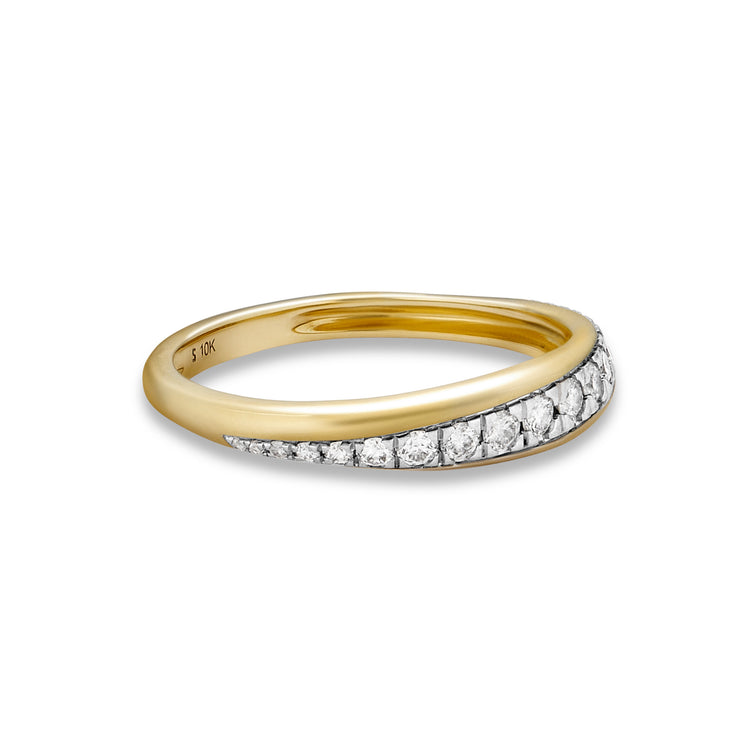 Stone and Strand 10K Yellow Gold Twist Pave and Gold Band Side Image