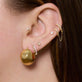 Image of 14K Yellow Gold Ultra Puff Gold Huggies with Stone and Strand Earrings
