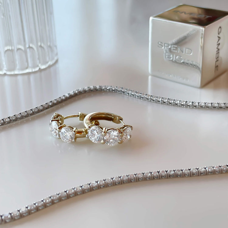 Still life image of Unflippable Tennis Necklace in White Gold with Stone and Strand solid gold jewelry