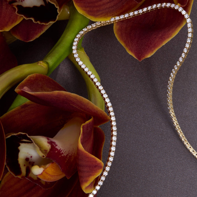 Still life image of Unflippable Tennis Necklace in Yellow Gold