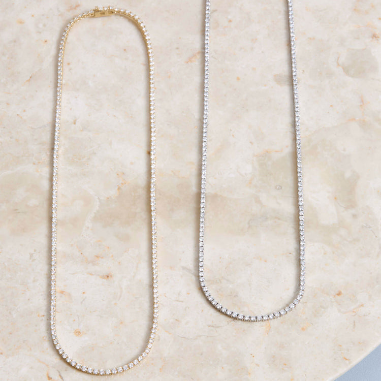 Still life image of Unflippable Tennis Necklace in White Gold and Yellow Gold