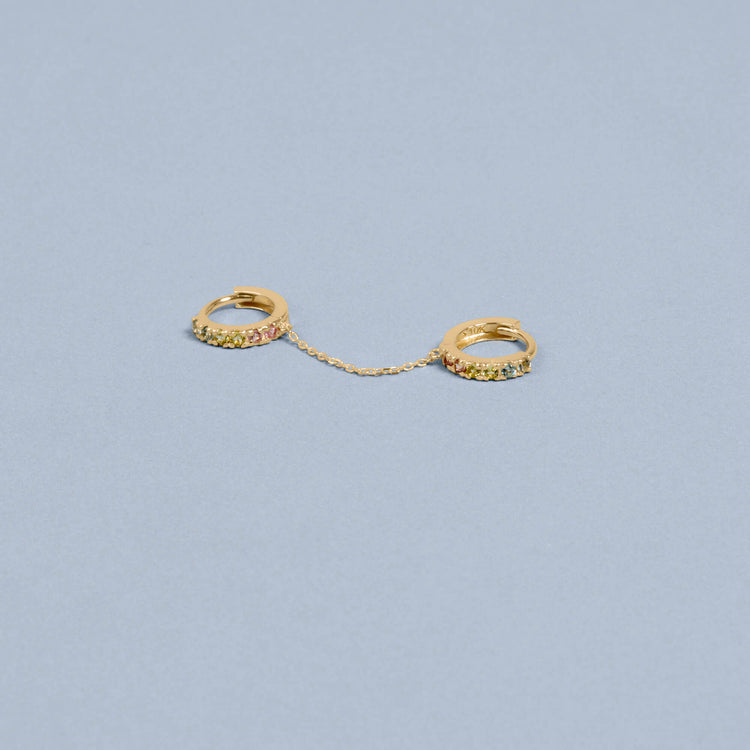 Stone and Strand 10K Yellow Gold Unicorn Double Huggie Editorial Image