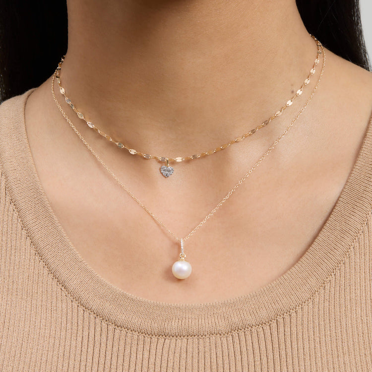 Image of 14K Yellow Gold Uptown Pearl Diamond Necklace with Stone and Strand Necklaces