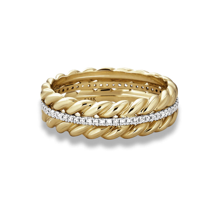 Stone and Strand 14K Yellow Gold Velvet Ropes Diamond Band Side Image
